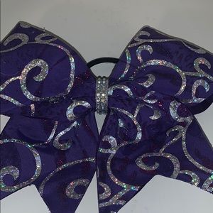 Purple Holographic-Swirl Cheer Bow